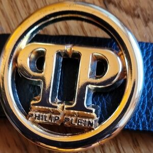 Phillips Plein EUC men's black faux leather belt 125/50.